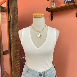 NEW! We The Free White V-Neck Ribbed Tank